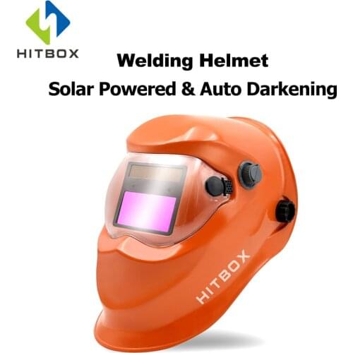 HITBOX Welding Helmet Solar Powered Auto Darkening Hood with Adjustable Shade Range For TIG MIG ARC Grinding Plasma Welder Mask