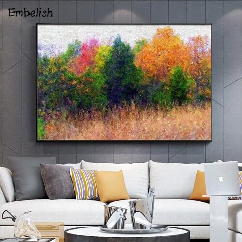 Embelish 1 Pieces Abstract Colorfil Trees Landscape Wall Art Pictures For Living Room HD Canvas Oil Paintings Home Decor Posters