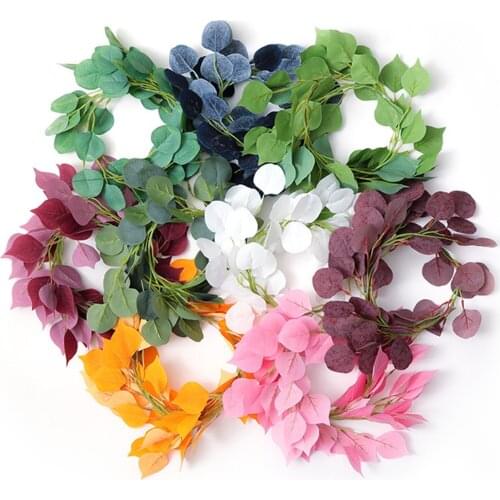 Green Simulation Round Leaf Rattan Flower Ring Leaf Green Plant Home Ceiling Decoration Ivy Vine Strip Party Wedding Plant