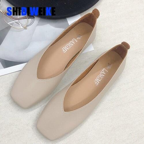 Fashion Flat Anti-skid Shoes Women Summer spring Skid-proof Square Toe Flat Korea Style Sandals Shoes Shallow Simple Shoe AB040