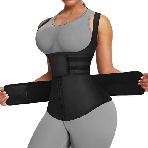 Womens Latex Underbust Slimming Training Cincher Workout Waist Trainer Corset Zipper Vest with Adjustable Belt