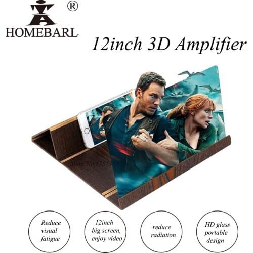12 Inch Luxury Wood 3D Mobile Phone Screen Amplifier Magnifier HD Amplification Holder Universal For All Phone Movie Video Stand