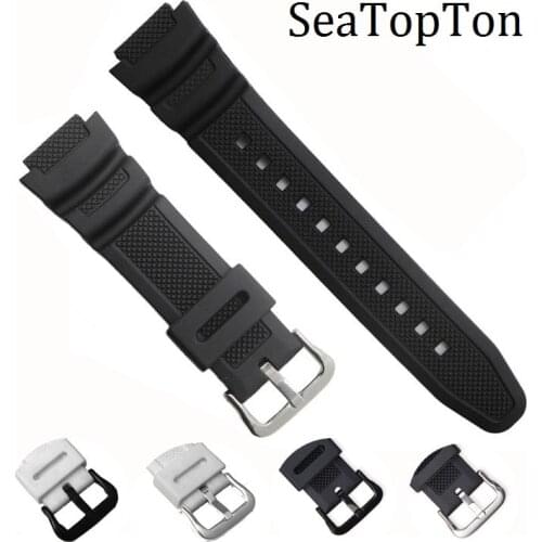 18mm Black Silicone Strap for Casio AE-1000w AQ-S810W SGW-400H SGW-300H Rubber Watchband Pin Buckle Strap Watch Wrist Bracelet