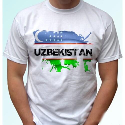 2019 Fashion Uzbekistan Flag Footballer Soccers Proud White T Shirt Top Tee Mens Sizes Tees