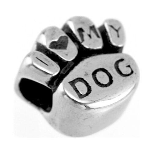 316 Stainless steel Casting Dog paw i love my dog pendant slide charm unique individualized Men/Women jewelry pendants 10pcs