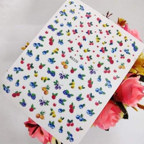 Blueberry Grape 3D Stickers Sliders for Nails Summer Fruits Self Adhesive Nail Art Decoraciones Foil Design Manicure Accesorios