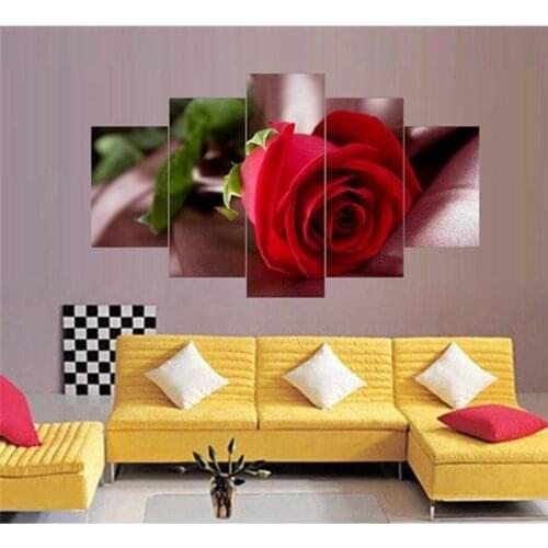 5pcs Full Square diy Diamond 5D Diamond Painting "Red rose flower " Embroidery Cross Stitch Rhinestone Mosaic Painting HL323