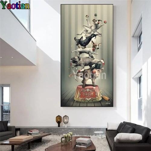 Cute Dog Acrobatics Diamond Painting Full Square Embroidery Rhinestone Pictures Mosaic Diamond Mosaic Baby Kids Room Decor