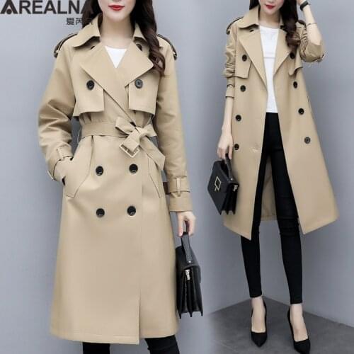 AREALNA Women's Double Breasted Trench Coats