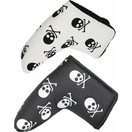 Skull Golf Putter Cover Blade Headcovers Protector Cover PU Leather Golf Clubs Accessories Black White