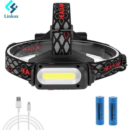 COB+T6+2*XPE LED Headlight Headlamp 5000Lumens 360 Rotation White/Red/Green LED USB charging Fishing Headlights Flashlight