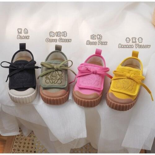 Kids Canvas Shoes Autumn New Cute Print Bow Baby Girl Shoes Toddler Sneakers Non-slip Infant Student Shoes SGF146