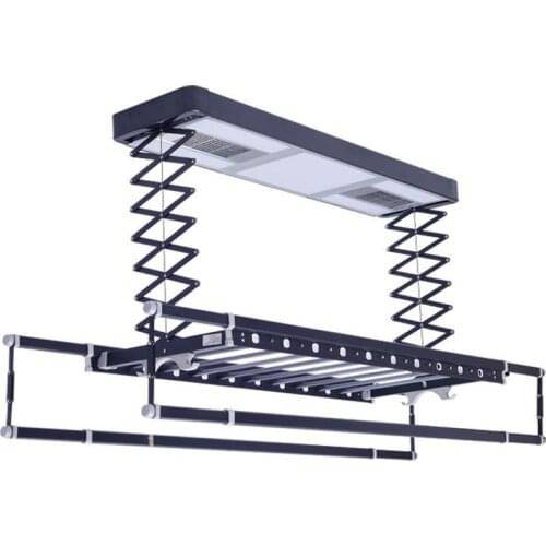 Modern Minimalist Home Electric Lifting Racks Balcony Aluminum Alloy Smart LED Lights Wireless Remote Control Clothes Rail