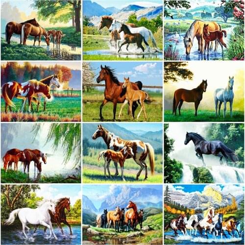 Evershine Diamond Embroidery Animal Cross Stitch Kit 5D DIY Diamond Painting Horse Mosaic Rhinestones Crafts Home Decoration