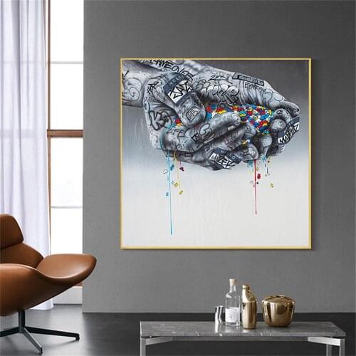 Graffiti Picture Prints On Canvas Painting Pair of Hands Posters For Living Room Bedroom Wall Art Mordern Home Decor Frameless