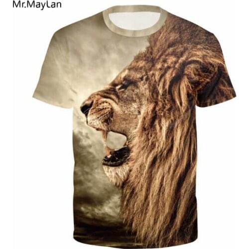 Animal Lion Head Print 3D T shirt Men/Women Hipster Streetwear T-shirt O-neck Short Sleeve Tee Tshirt Boys Tees 2018 Top Clothes