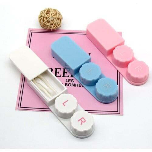 2021 New Cute Contact Lens Case with Lens Tweezers Women Colored Contact Lenses Box Eyes Travel Contact Lens Container Holder