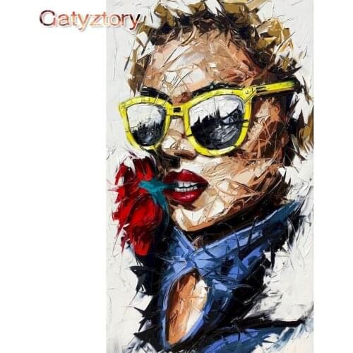 GATYZTORY Frame Sunglasses Woman DIY Painting By Numbers Handpainted Home Decor Coloring By Numbers For Wall Art Picture Arts