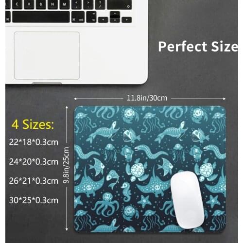 Deep Dead Sea Mouse Pad DIY Print Ocean Sea Underwater Fish Bones Skeleton Dark Creepy Octopus Ray Sea