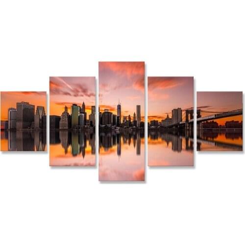 Cityscape New York City Canvas Painting 5 Pieces Wall Art Poster Vintage Bedroom Decoration Pictures