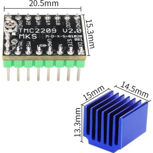 Hot MKS TMC2209 2209 Stepper Motor Driver SKR V2.0 GEN StepStick 3d printer parts 2.5A UART ultra silent For SGen_L Robin Nano
