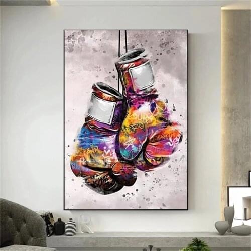 Graffiti Art Boxing Gloves Canvas Painting on The Wall Art Posters and Prints Modern Sport Pictures for Living Room Decoration