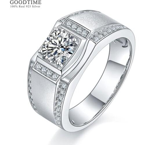 Noble Moissanite Ring Pure 100% 925 Sterling Silver Rings Jewelry Accessories Decoration Gift For Men Bridegroom Wedding Party