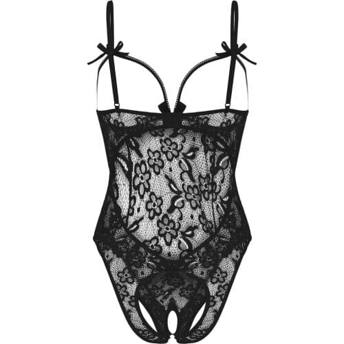 Crotchless Body Sexy Lingerie S-XXL Women Sexy Underwear Hollow Out Lace Floral Open Crotch Bodysuit Hot Erotic Babydoll Plus