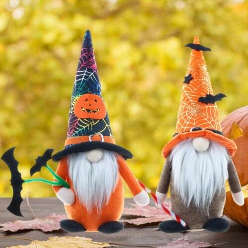 2021New Halloween Dwarf Doll Flannel Fabric Pumpkin Rudolf Faceless Doll Ghost Festival Halloween DecorationsDesktop Ornaments