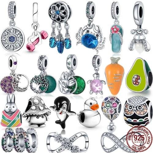 HOT SALE 100% Sterling Silver 925 New 2021Blue Dream Catcher Charms Fit Original Pandora Bracelet For Women Jewelry Gift