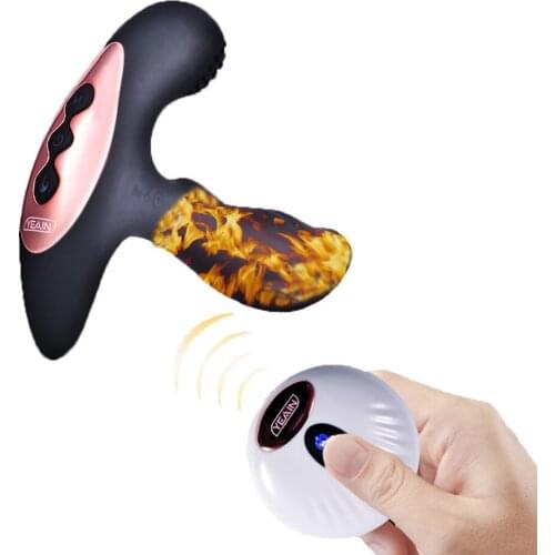 YEAIN Silicone Heating Male Prostate Massager Rechargeable 10 Speeds Wireless Remote Butt Plug Anal Vibrators Sex Toys for Men