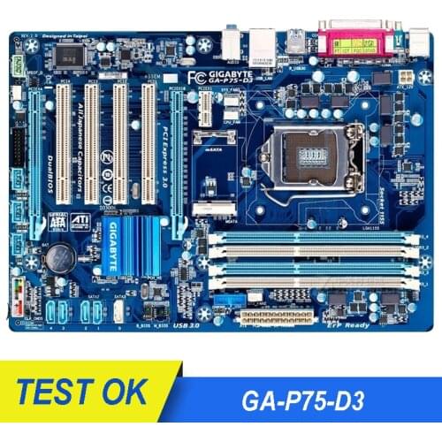 For GIGABYTE GA-P75-D3 Motherboard P75-D3 Socket LGA1155 DDR3 For Intel B75 B75M Original Desktop Used Mainboard