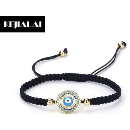 Fashion Design Devil Eyes Charm Bracelet for Women Noodles Macrame Adjustable for Men Paved with Blue Zirconia Crystal Best Gift