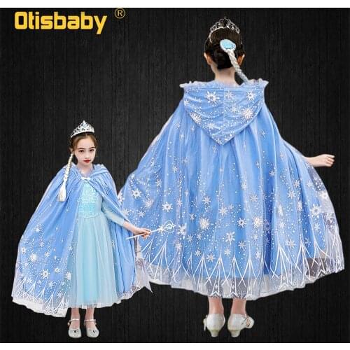 Winter Girls Velvet Hooded Cloak Blue Pink Purple Thickening Cape Snowflake Princess Dress Up Elsa Aurora Sofia Rapunzel Costume
