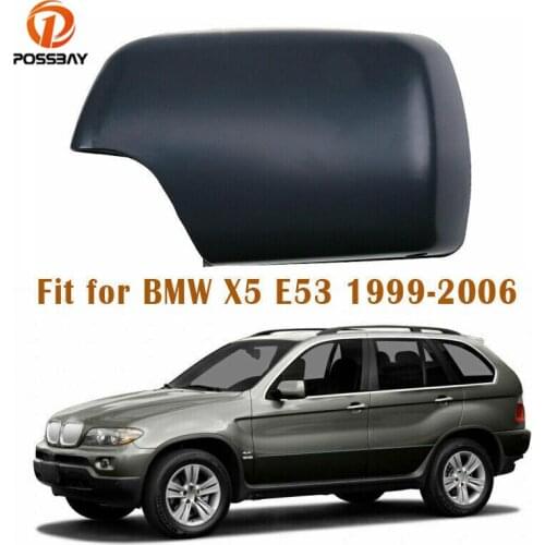 POSSBAY Car Rear View Mirror Shell Matte Black Auto Rearview Cover Trim for BMW X5 E53 3.0d 3.0i 4.4i 4.6is 4.8is 1999-2006