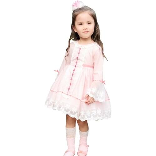 Autumn Spanish Lolita Girl Dress Lace Princess Sweet Dress Girl Baby Birthday Wedding Dress Girls Christmas Quality Eid Dress