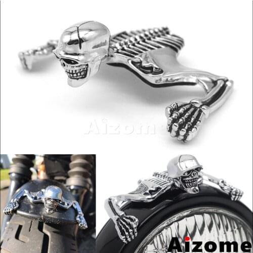 Motorcycle Headlamp Helmet Skull Decorative Helmet Figure For Harley Custom Headlight Visor Steel Skeleton Ornament Sticker