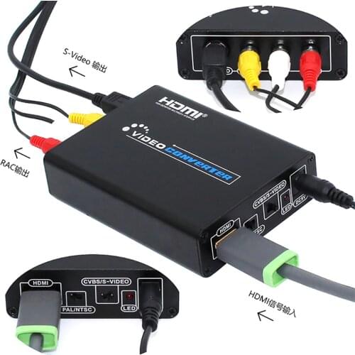 HDMI to AV Svideo CVBS L/R Video Converter Switcher Adaptor support 1080p 3RCA PAL / NTSC for TV Blue-Ray DVD set top box