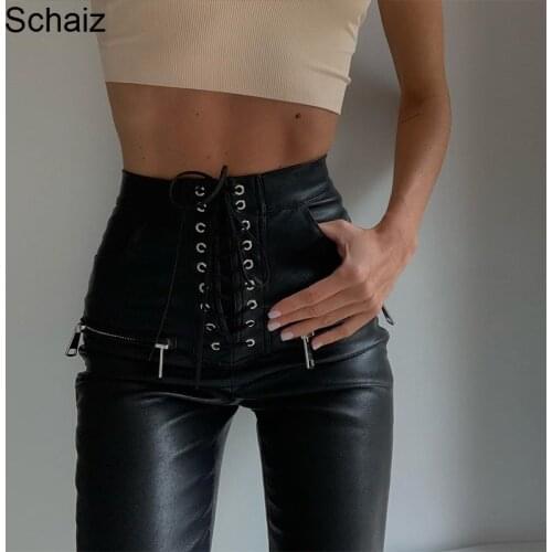 PYGH Women's Leather Pants