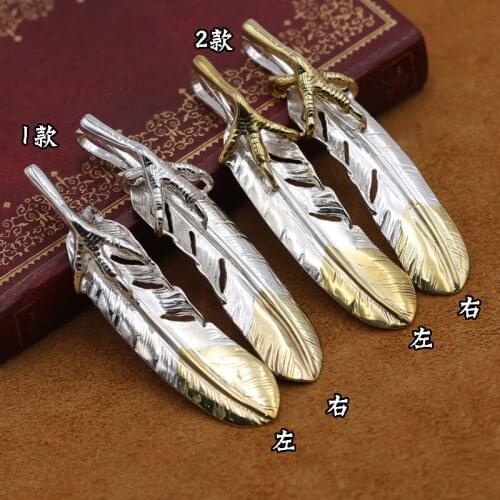 S925 Sterling Silver Jewelry Vintage Thai Silver Takahashi Goro Handmade Eagle Paw Feather Male And Female Pendants