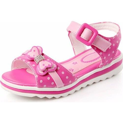 Girls Sandals Girls Summer New Dot Dot Bow Girls Fashion Shoes Princess Childrens Shoes