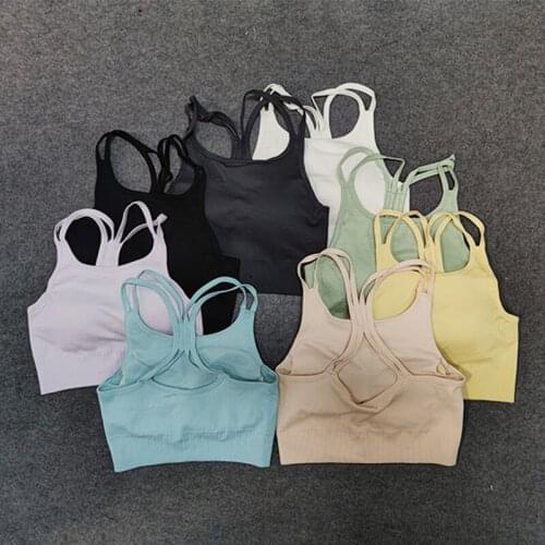 Yoga Sports Vest Seamless Beauty Back Bra Vest Quick Dry Slim Sexy Yoga Vest Breathable Solid Color Vest Gym Fitness Yoga Bra