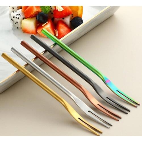 Anti-deform Fruit Fork Luxury Stainless Steel Cake Dessert Fork Mini Fork Salad Flatware Fork Table Fork Cutlery Kitchen Tools