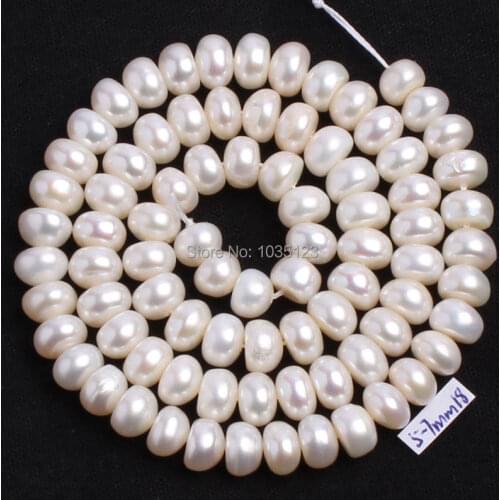 High Quality 5-7mm Natural White Freshwater Pearl Rondelle Shape Loose Beads Strand15" DAY Jewelry Making w851
