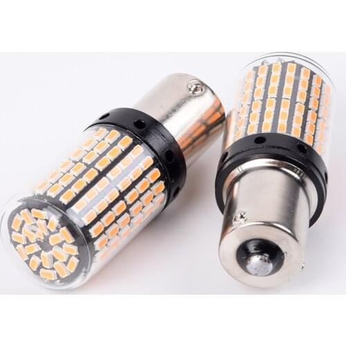 2pcs Led Car DRL Daytime Running Lights 12V 1156 144SMD BAU15S PY21W Canbus Amber Car LED Turn Signal Lights Lamps
