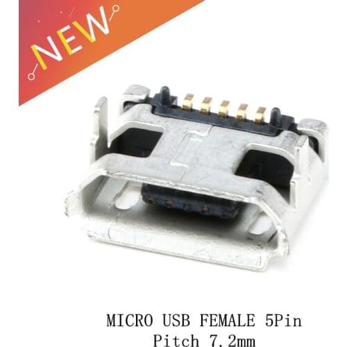 20PCS Micro USB 5P,5-pin Micro USB Jack,5Pins Micro USB Connector, Pitch 7.2mm Female SMD DIP Connector