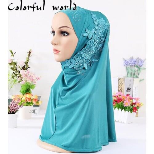 2020 new Muslim Hijabs Women Stretch Lace Turban Hat Chemo Cap Hair Loss Head Scarf Wrap Headscarf Instand Hijab Cotton Cap
