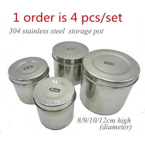 4Pcs/Set Stainless Medical Cotton Alcohol Tank Ointment Jar Cylinder Anti High Temperature Containing Sterilized Cotton Forceps