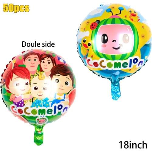 50pcs Hot Cartoon Cocomelon Foil Balloons Baby Shower Boys Inflatable Helium Globos Kids Happy Birthday Party Decorations Balls