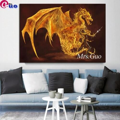 5d Diamond Painting Dragon & Warrior Embroidery Flame Woman Cross Stitch Home Decor Rhinestones Crafts Needlework Diy Handmade